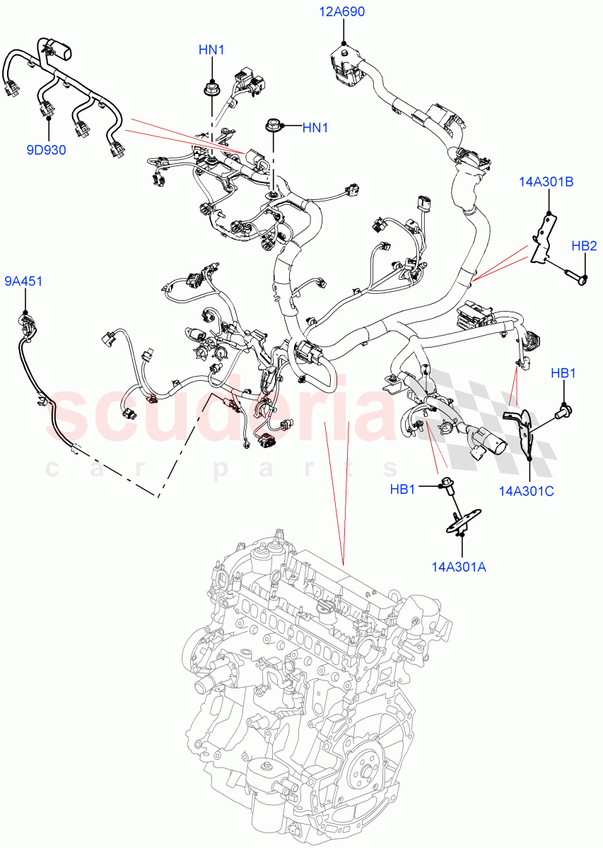 Electrical Wiring - Engine And Dash(Engine)(2.0L I4 Mid DOHC AJ200 Petrol,Itatiaia (Brazil),2.0L I4 Mid AJ200 Petrol E100)((V)FROMJT000001) of Land Rover Land Rover Discovery Sport (2015+) [2.2 Single Turbo Diesel]