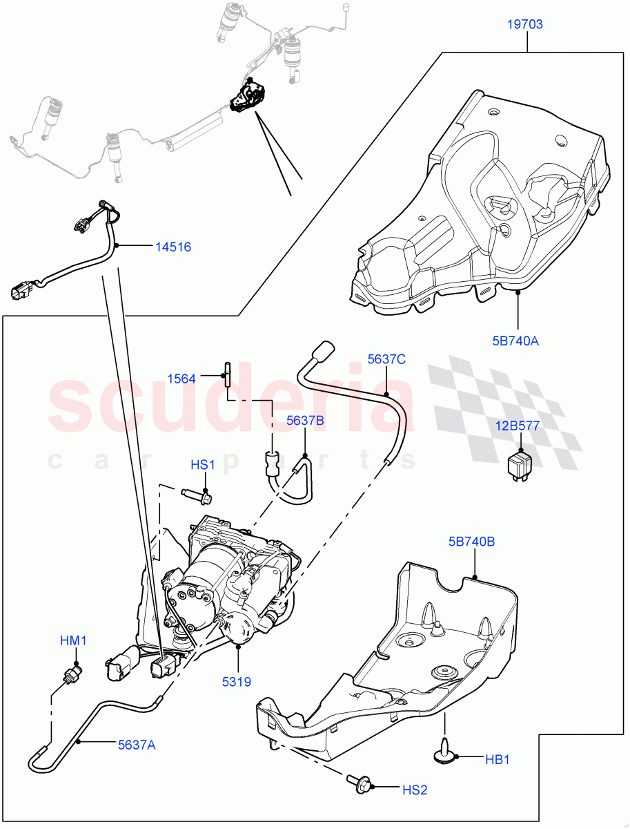 Air Suspension Compressor And Lines(Compressor Assy, Service Only)((V)FROMAA000001,(V)TOCA638964) of Land Rover Land Rover Discovery 4 (2010-2016) [3.0 DOHC GDI SC V6 Petrol]