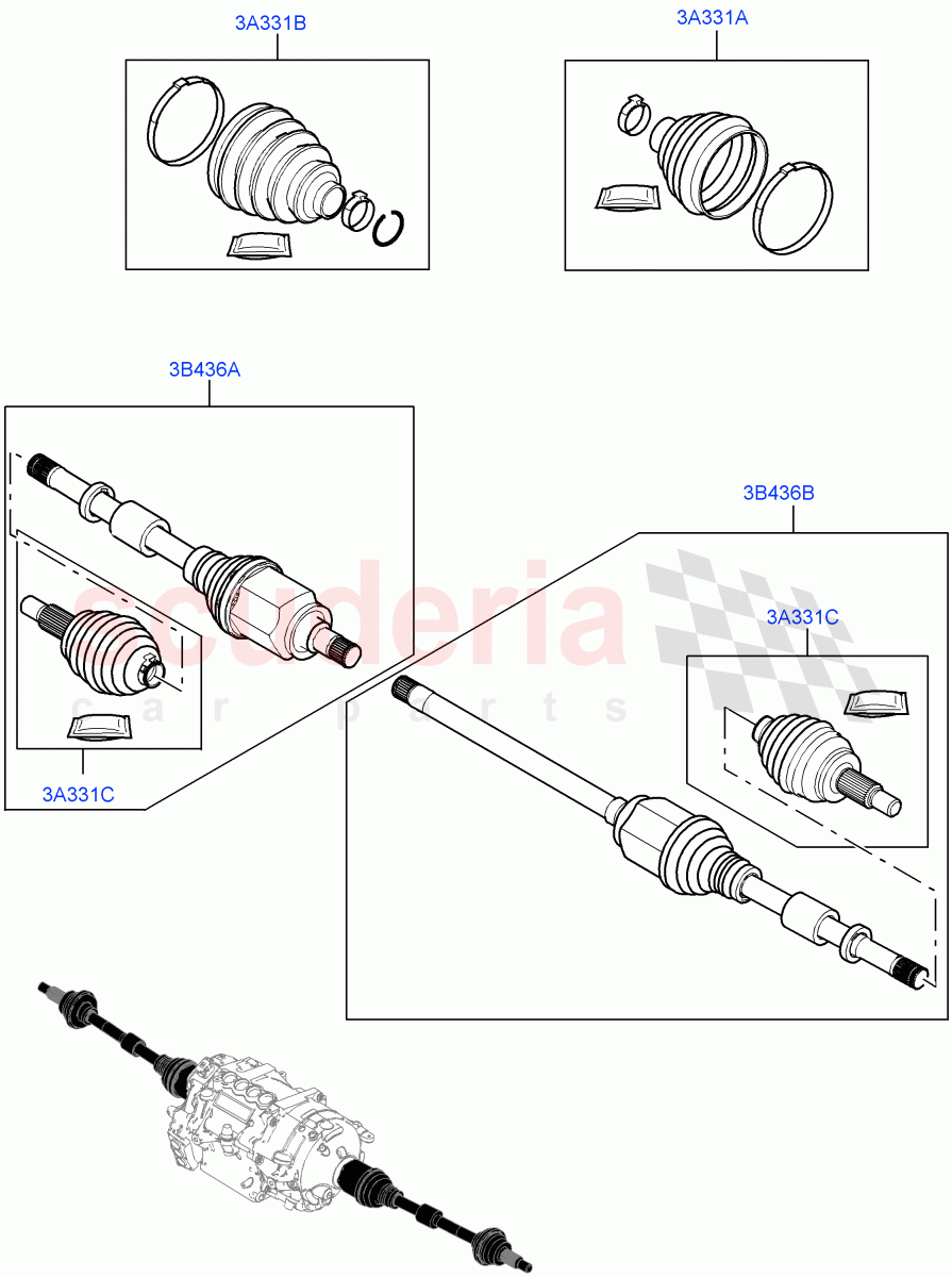 Drive Shaft - Rear Axle Drive(1.5L AJ20P3 Petrol High PHEV,Halewood (UK),All Wheel Drive)((V)FROMLH000001) of Land Rover Land Rover Range Rover Evoque (2019+) [2.0 Turbo Diesel AJ21D4]