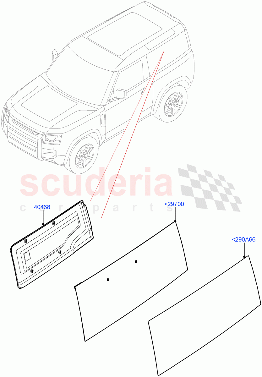 Quarter Windows(Commercial)(Short Wheelbase,Version - Commercial)((V)FROMM2000001) of Land Rover Land Rover Defender (2020+) [3.0 I6 Turbo Petrol AJ20P6]
