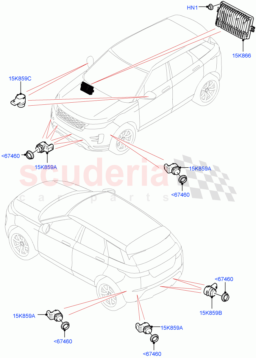 Parking Distance Control(Halewood (UK))((V)FROMMH000001) of Land Rover Land Rover Range Rover Evoque (2019+) [2.0 Turbo Petrol AJ200P]