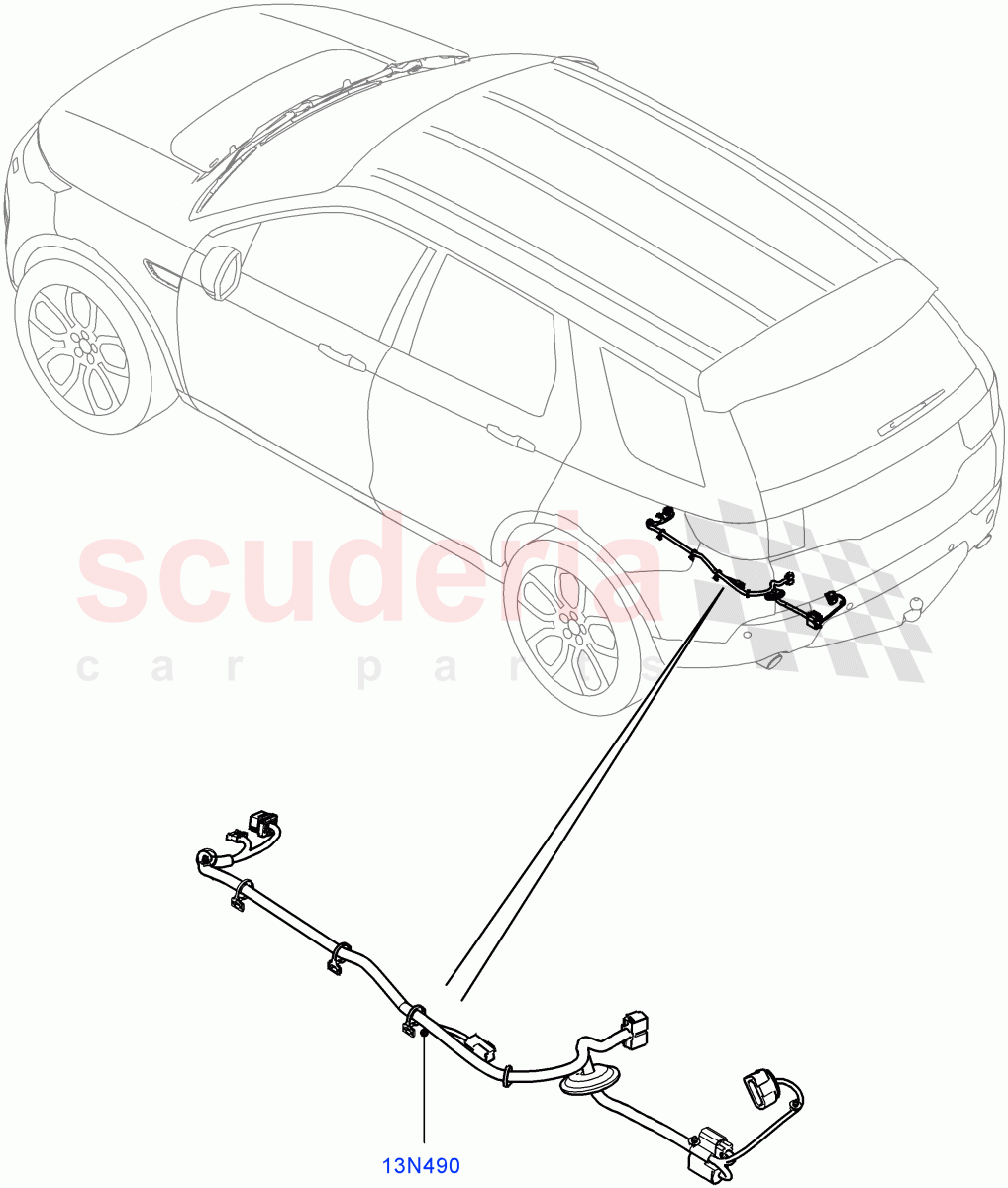 Electrical Wiring - Body And Rear(Towing)(Halewood (UK),T/Tow Hitch Prep - ROW,Tow Hitch Elec Deployable Swan Neck,X-Bar Detachable Tow Ball - 13 Pin,With X-Bar Trailer Prep - NAS) of Land Rover Land Rover Discovery Sport (2015+) [2.0 Turbo Petrol AJ200P]