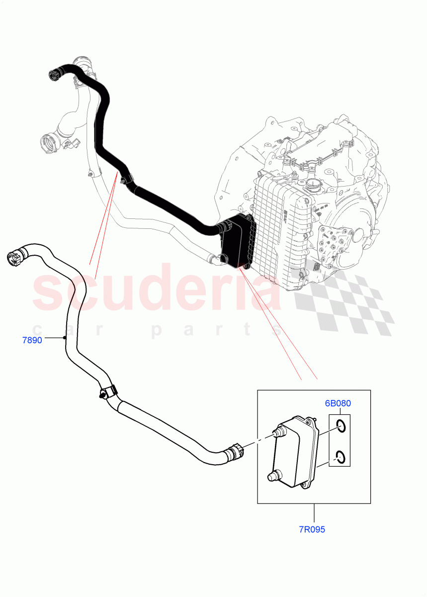 Transmission Cooling Systems(2.0L I4 DSL MID DOHC AJ200,9 Speed Auto AWD,Halewood (UK),2.0L I4 DSL HIGH DOHC AJ200)((V)FROMGH000001) of Land Rover Land Rover Range Rover Evoque (2012-2018) [2.0 Turbo Petrol AJ200P]
