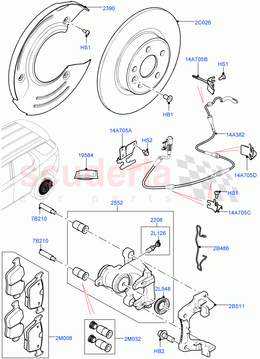 Rear Brake Discs And Calipers(Halewood (UK))((V)TOKH999999) of Land Rover Land Rover Discovery Sport (2015+) [2.0 Turbo Diesel]