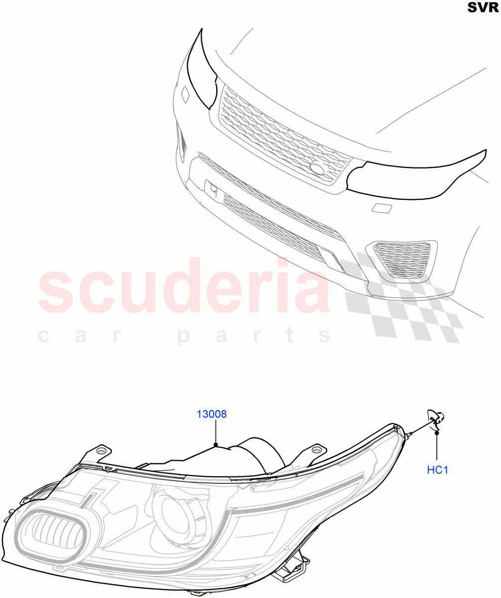 Headlamps And Front Flasher Lamps(SVR Version,SVR)((V)FROMFA000001) of Land Rover Land Rover Range Rover Sport (2014+) [5.0 OHC SGDI SC V8 Petrol]