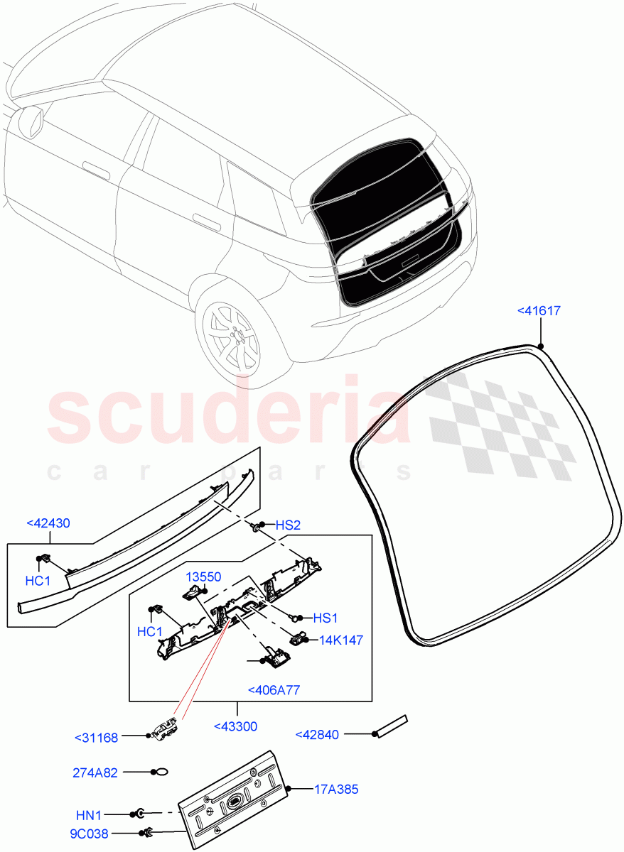 Luggage Compartment Door(Weatherstrips And Seals)(Itatiaia (Brazil)) of Land Rover Land Rover Range Rover Evoque (2019+) [2.0 Turbo Diesel AJ21D4]