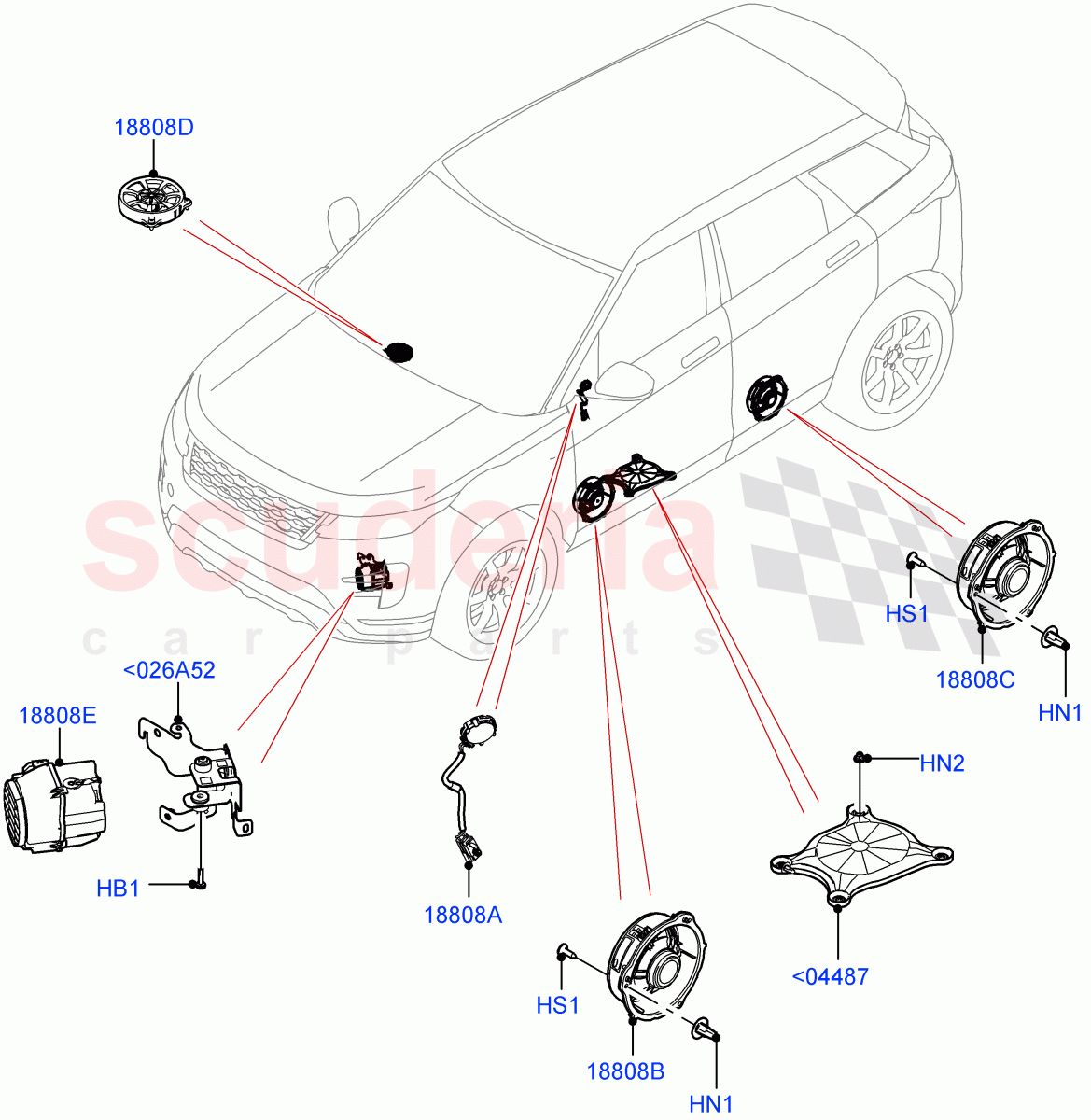 Speakers(Changsu (China),Standard Audio (Base)) of Land Rover Land Rover Range Rover Evoque (2019+) [2.0 Turbo Diesel AJ21D4]