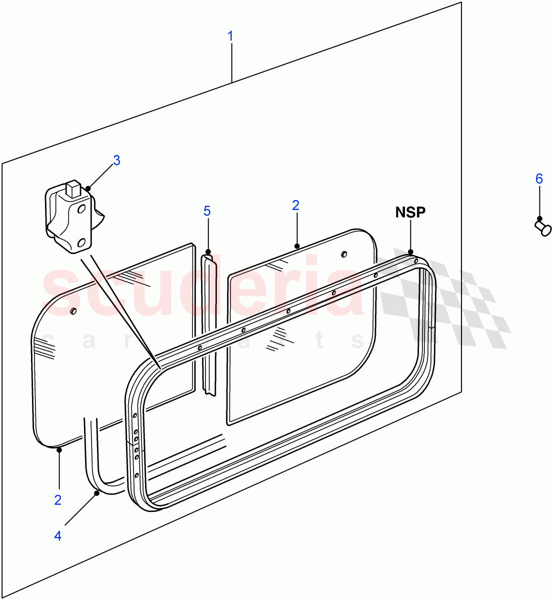 Side Window - Sliding(Hard Top,110" Wheelbase,With Sliding Rear Side Window)((V)FROM7A000001) of Land Rover Land Rover Defender (2007-2016)