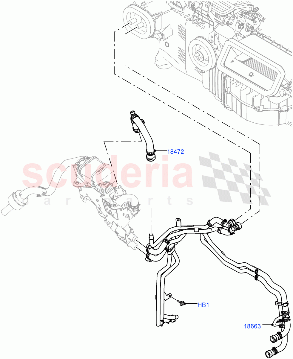 Heater Hoses(Front)(2.0L I4 DSL HIGH DOHC AJ200,With Fuel Fired Heater,With Air Conditioning - Front/Rear,Park Heating With Remote Control)((V)FROMJA000001) of Land Rover Land Rover Range Rover Sport (2014+) [4.4 DOHC Diesel V8 DITC]