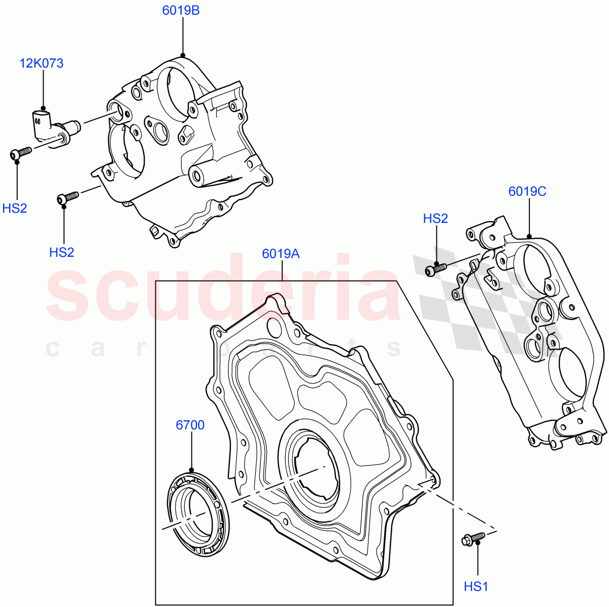 Timing Gear Covers(Nitra Plant Build)(5.0 Petrol AJ133 DOHC CDA)((V)FROMM2000001) of Land Rover Land Rover Defender (2020+) [5.0 OHC SGDI SC V8 Petrol]