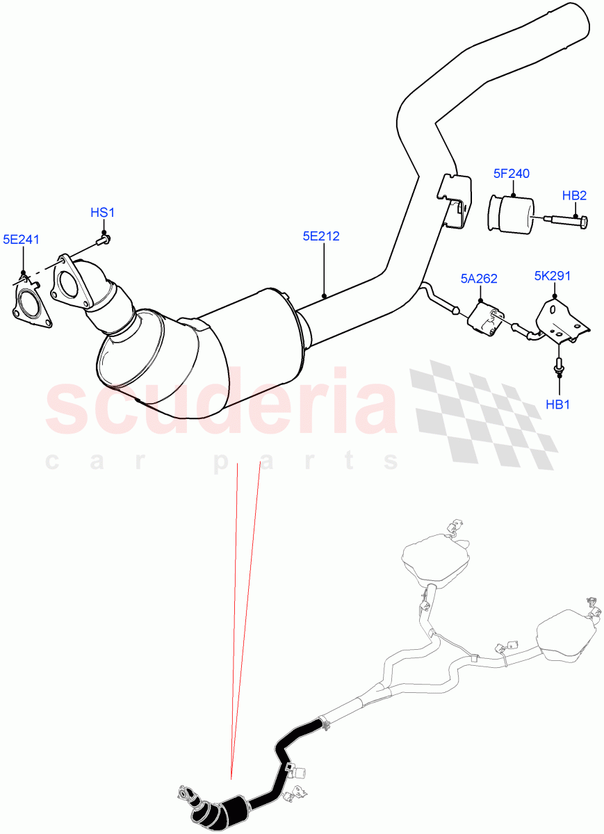 Front Exhaust System(Solihull Plant Build)(3.0 V6 D Low MT ROW,Euro Stage 4 Emissions)((V)FROMHA000001) of Land Rover Land Rover Range Rover Sport (2014+) [3.0 Diesel 24V DOHC TC]