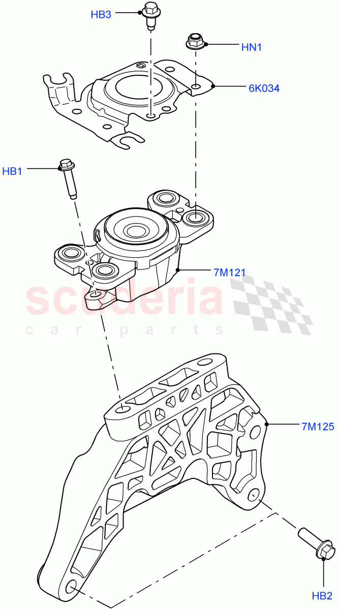 Transmission Mounting(2.2L CR DI 16V Diesel,6 Speed Manual Trans M66 - AWD,Halewood (UK),6 Speed Manual Trans-JLR M66 2WD) of Land Rover Land Rover Range Rover Evoque (2012-2018) [2.0 Turbo Petrol GTDI]