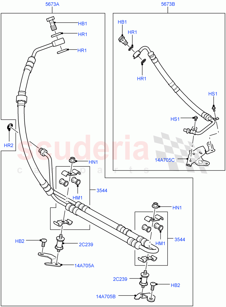 Active Anti-Roll Bar System(Hose Assy, High Pressure)(With Roll Stability Control)((V)TO9A999999) of Land Rover Land Rover Range Rover Sport (2005-2009) [2.7 Diesel V6]