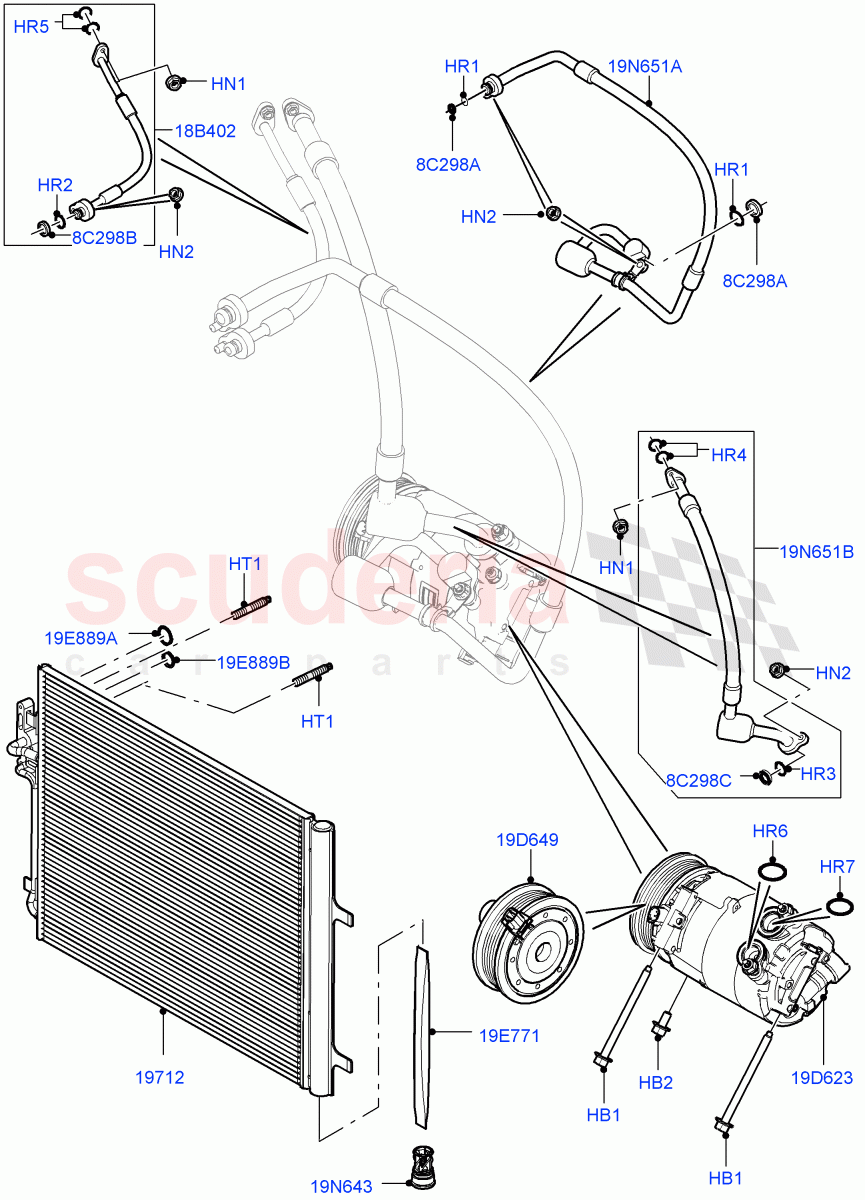 Air Conditioning Condensr/Compressr(2.0L 16V TIVCT T/C 240PS Petrol,Changsu (China))((V)FROMFG000001) of Land Rover Land Rover Discovery Sport (2015+) [1.5 I3 Turbo Petrol AJ20P3]