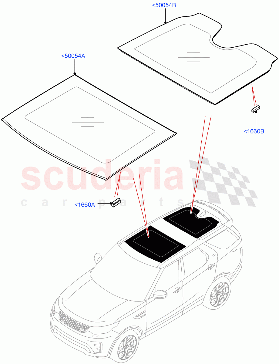 Sliding Roof Panel(Nitra Plant Build)(Roof Conv-Front And Rear Panoramic)((V)FROMK2000001) of Land Rover Land Rover Discovery 5 (2017+) [3.0 I6 Turbo Petrol AJ20P6]