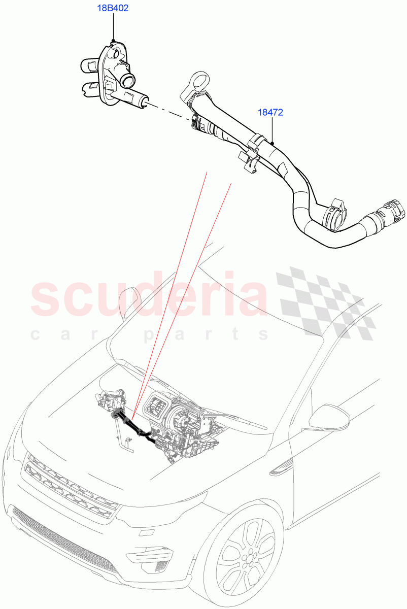 Auxiliary Heater Hoses(Halewood (UK),With Fuel Fired Heater,Fuel Fired Heater With Park Heat,Fuel Heater W/Pk Heat With Remote)((V)FROMLH000001,(V)TOLH999999) of Land Rover Land Rover Discovery Sport (2015+) [2.0 Turbo Petrol AJ200P]