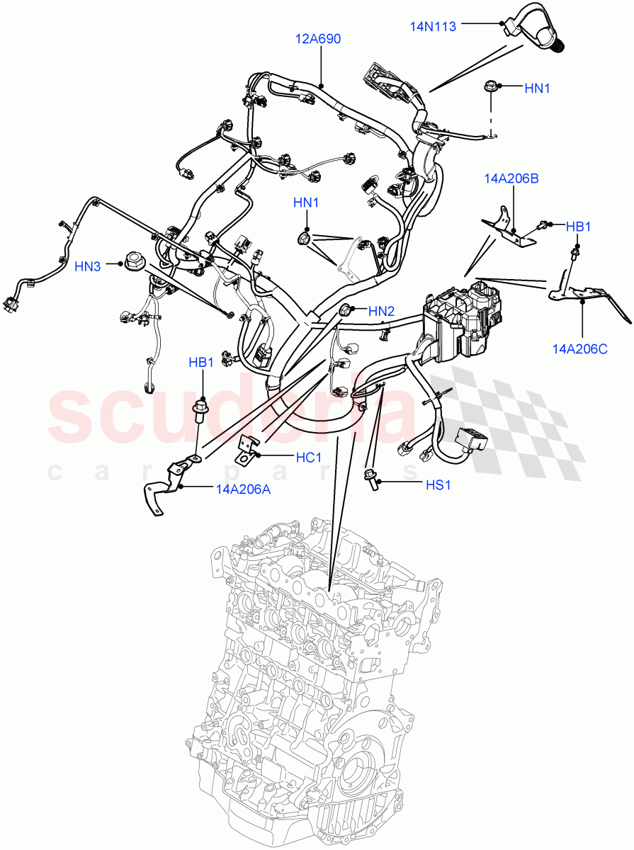 Electrical Wiring - Engine And Dash(Engine)(2.2L CR DI 16V Diesel,Halewood (UK)) of Land Rover Land Rover Discovery Sport (2015+) [2.0 Turbo Petrol AJ200P]