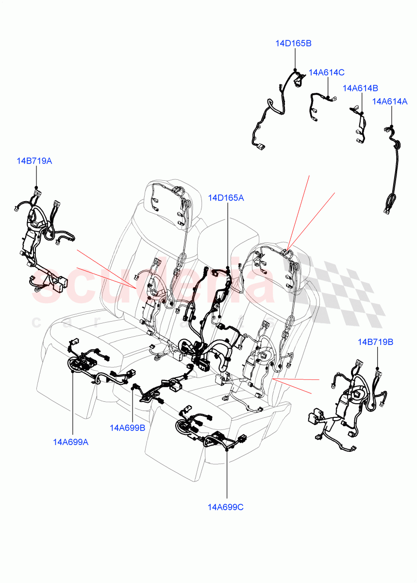 Wiring - Seats(2nd Row, Rear Seats)(With 2 Rear Small Individual Seats,40/20/40 Super Slouch Rear Seat) of Land Rover Land Rover Range Rover (2022+) [4.4 V8 Turbo Petrol NC10]