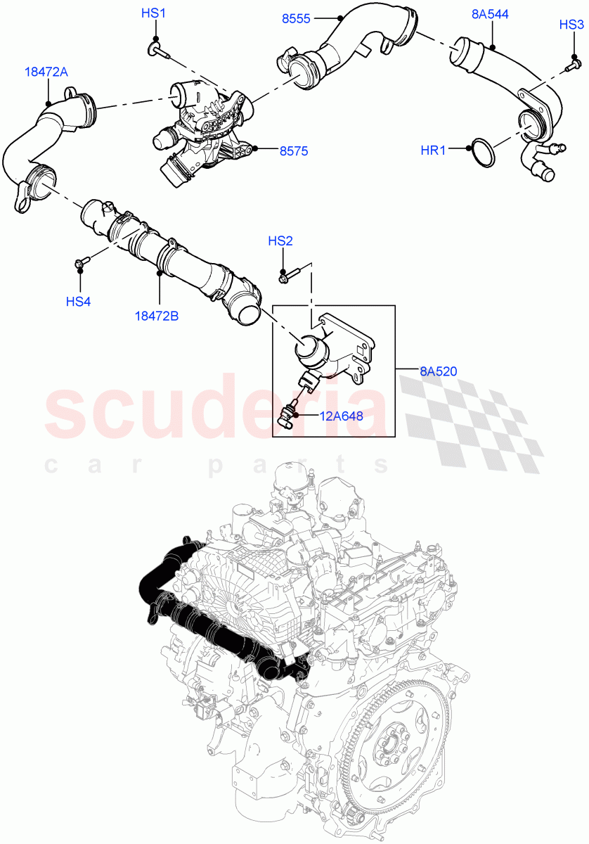 Thermostat/Housing & Related Parts(1.5L AJ20P3 Petrol High PHEV,Halewood (UK),1.5L AJ20P3 Petrol High)((V)FROMLH000001) of Land Rover Land Rover Range Rover Evoque (2019+) [1.5 I3 Turbo Petrol AJ20P3]