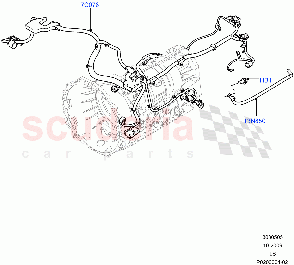 Electrical Wiring - Engine And Dash(Case Assy / Transmission)((V)FROMAA000001) of Land Rover Land Rover Discovery 4 (2010-2016) [3.0 DOHC GDI SC V6 Petrol]