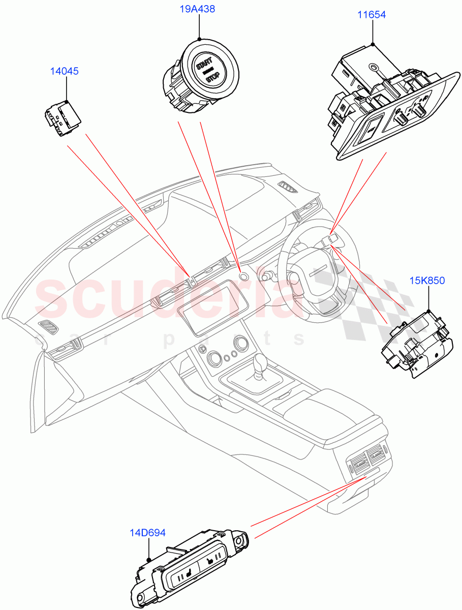 Switches(Facia And Console)(Changsu (China)) of Land Rover Land Rover Range Rover Evoque (2019+) [2.0 Turbo Petrol AJ200P]