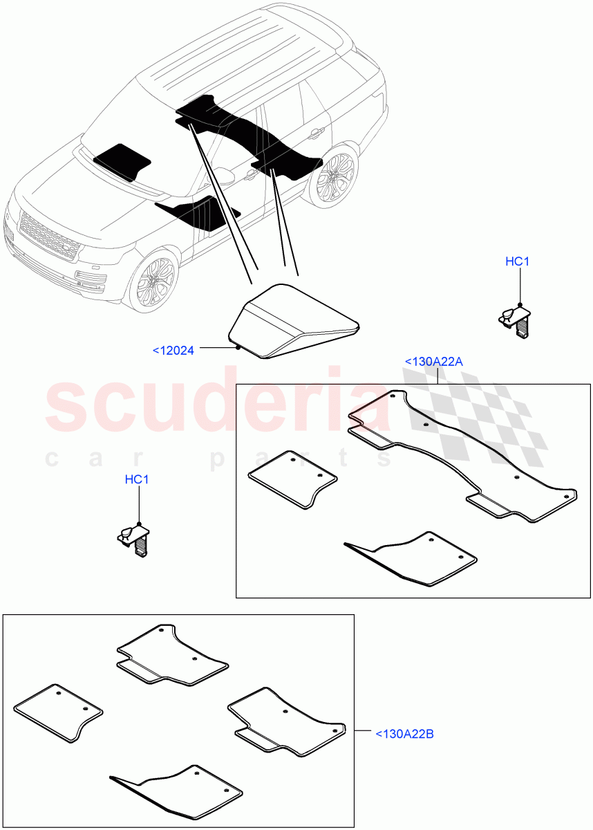 Floor Trim(Floor Mats)(Armoured,Less Version Package,Version - Core) of Land Rover Land Rover Range Rover (2012-2021) [3.0 DOHC GDI SC V6 Petrol]