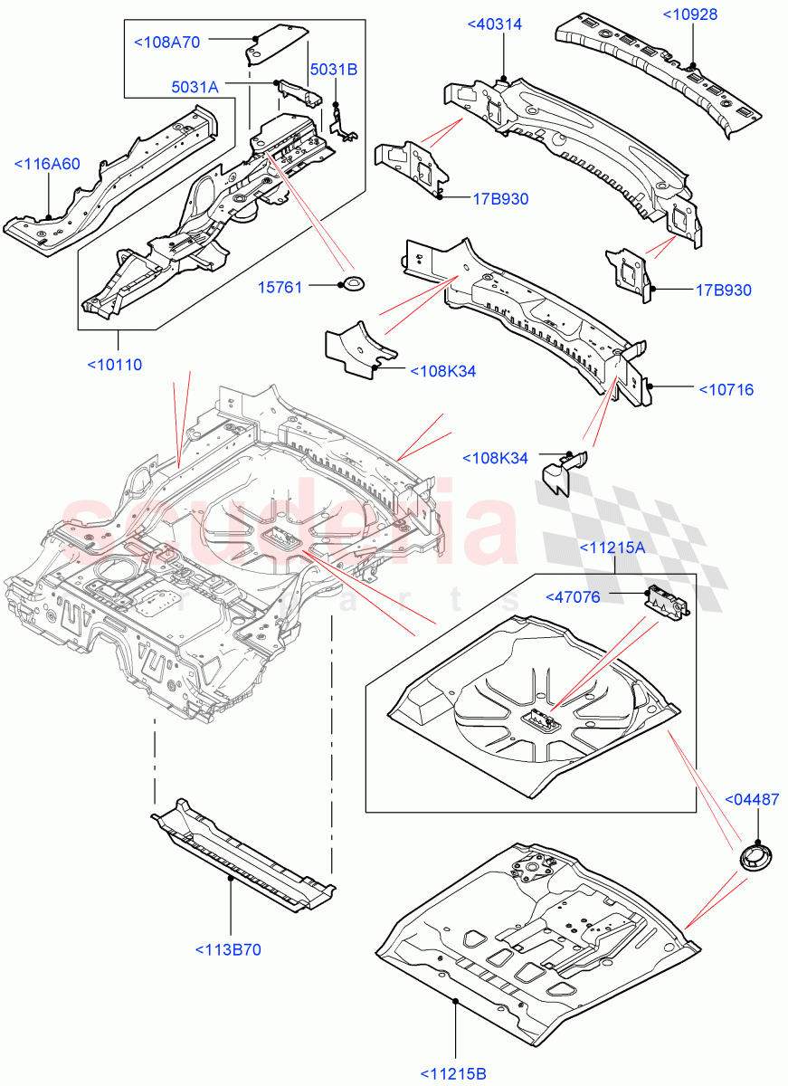 Floor Pan - Centre And Rear(Itatiaia (Brazil))((V)FROMGT000001) of Land Rover Land Rover Discovery Sport (2015+) [2.0 Turbo Petrol GTDI]