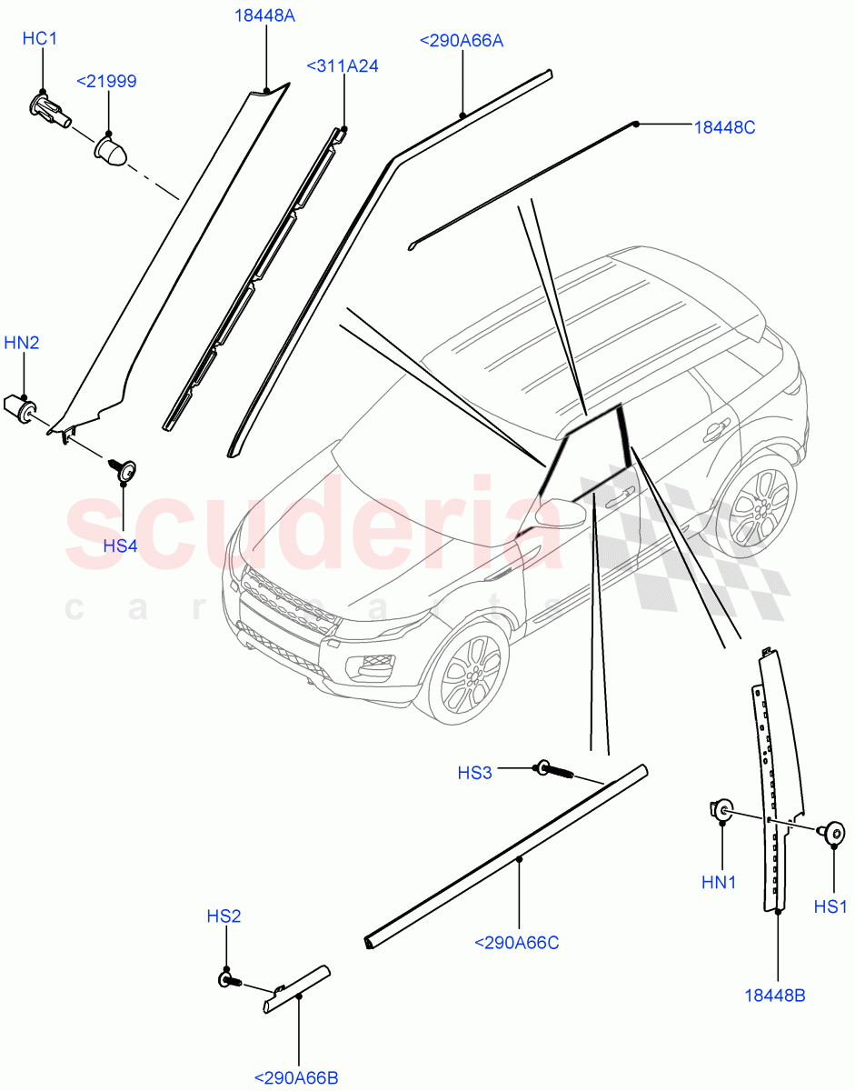 Front Doors, Hinges & Weatherstrips(Finishers)(5 Door,Changsu (China))((V)FROMEG000001) of Land Rover Land Rover Range Rover Evoque (2012-2018) [2.0 Turbo Diesel]