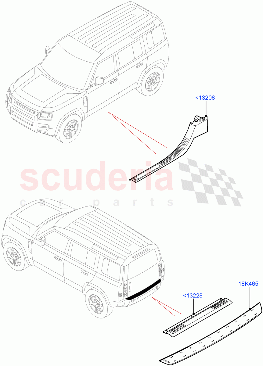 Door Sill Finishers of Land Rover Land Rover Defender (2020+) [3.0 I6 Turbo Petrol AJ20P6]