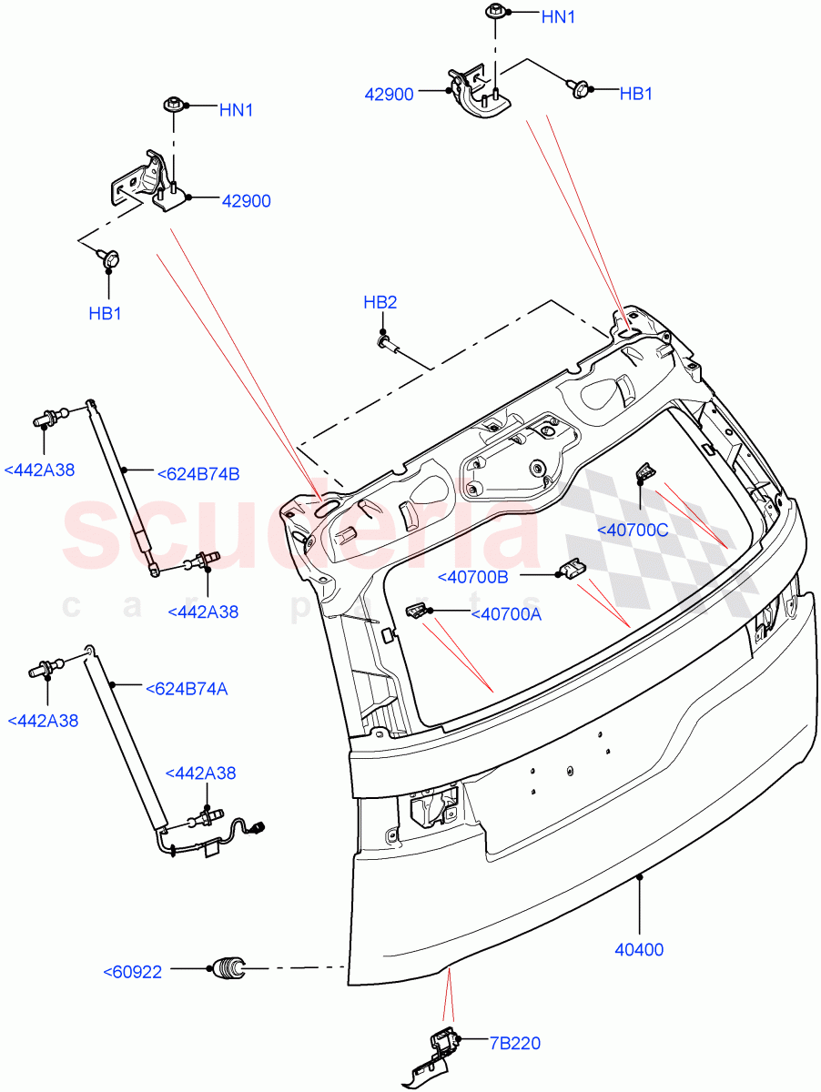 Luggage Compartment Door(Solihull Plant Build, Tailgate)((V)FROMHA000001) of Land Rover Land Rover Discovery 5 (2017+) [3.0 DOHC GDI SC V6 Petrol]