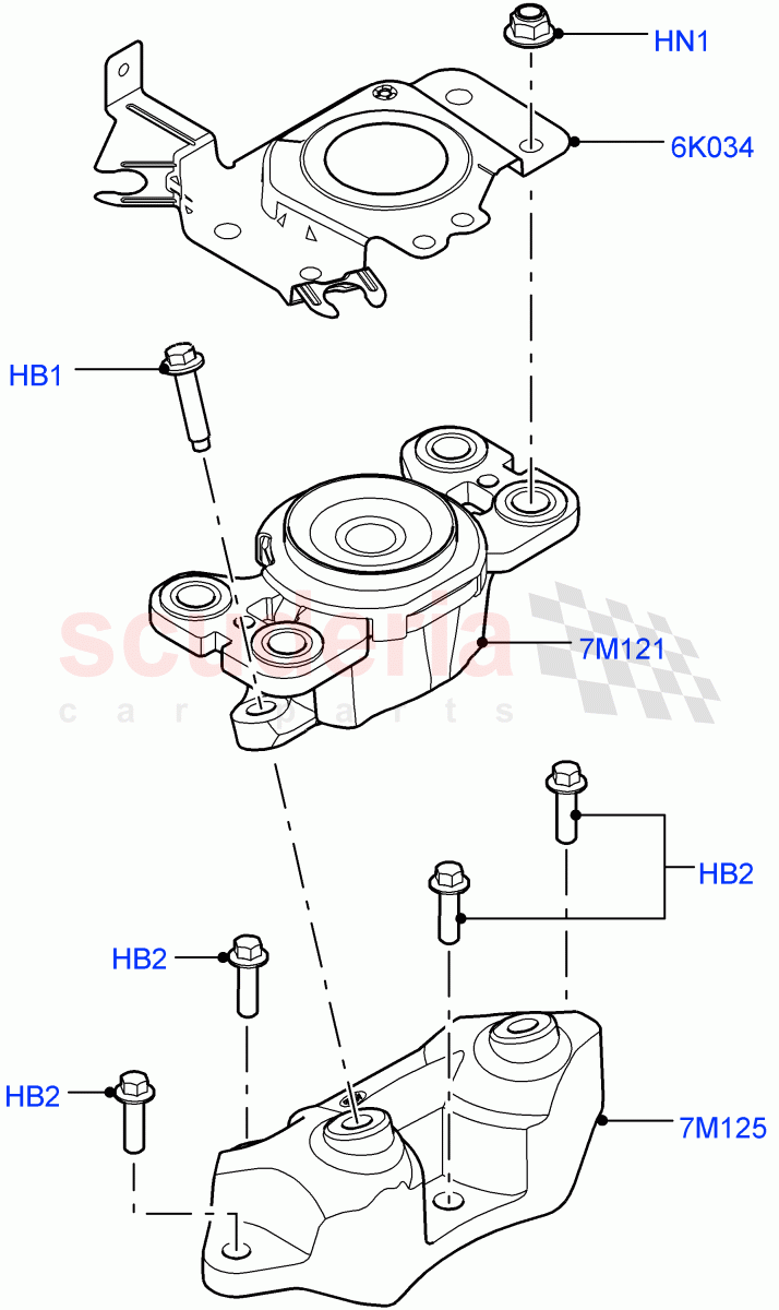 Transmission Mounting(2.0L I4 DSL MID DOHC AJ200,9 Speed Auto AWD,Itatiaia (Brazil),2.0L I4 DSL HIGH DOHC AJ200)((V)FROMGT000001) of Land Rover Land Rover Discovery Sport (2015+) [2.0 Turbo Diesel]