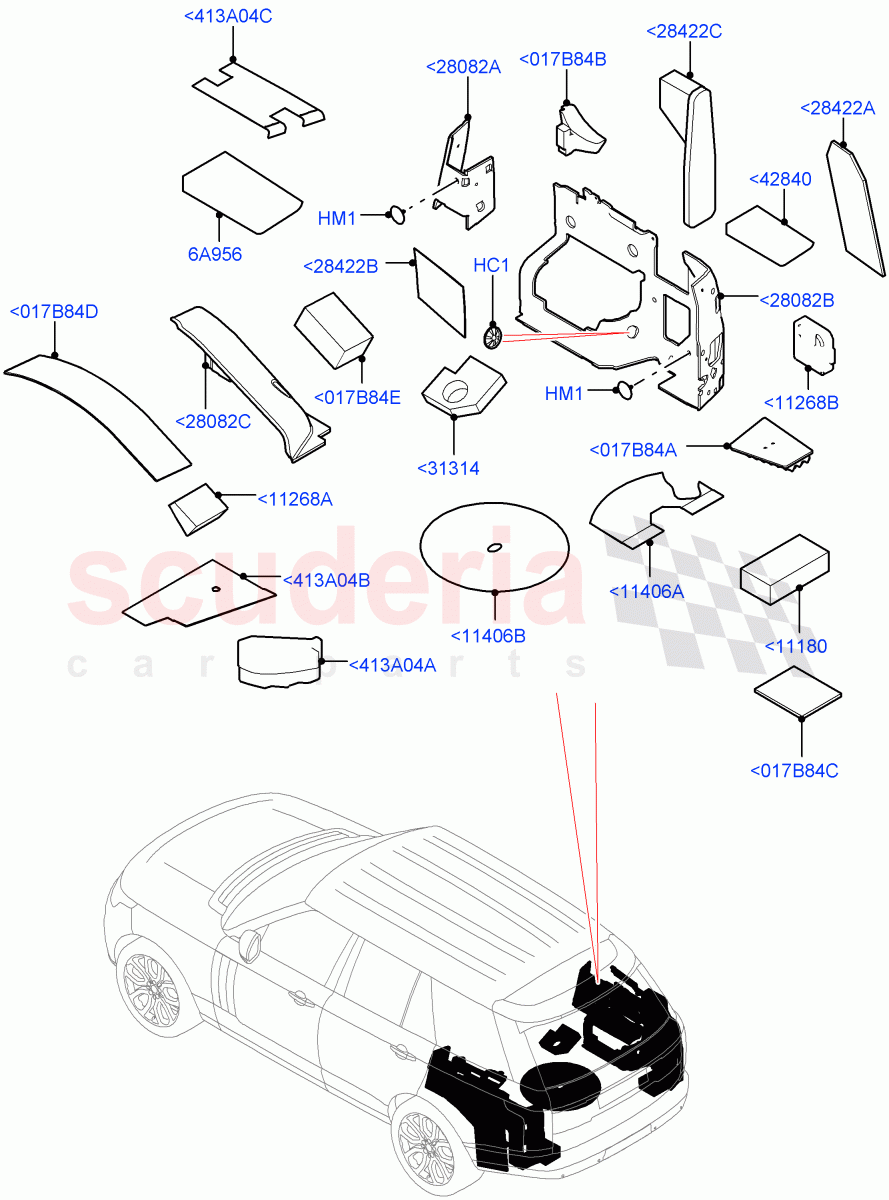 Insulators - Rear(Luggage Compartment) of Land Rover Land Rover Range Rover (2012-2021) [5.0 OHC SGDI SC V8 Petrol]