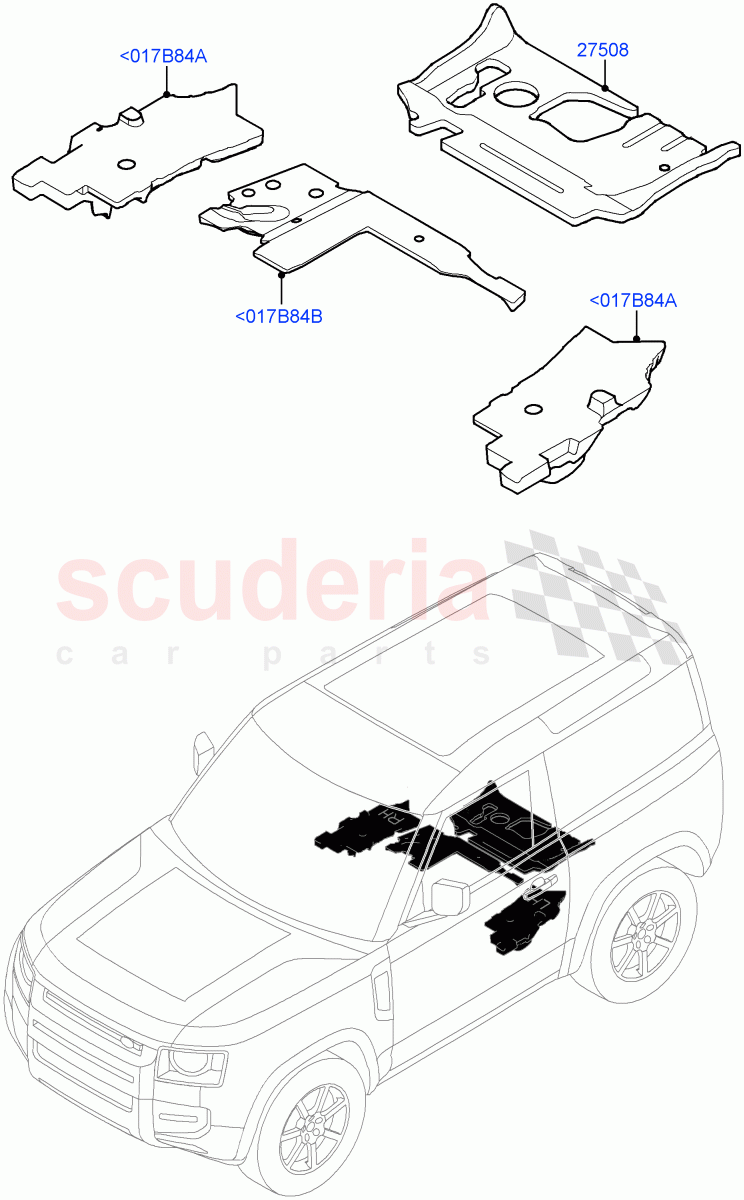 Insulators - Rear(Passenger Compartment)(Short Wheelbase) of Land Rover Land Rover Defender (2020+) [5.0 OHC SGDI SC V8 Petrol]