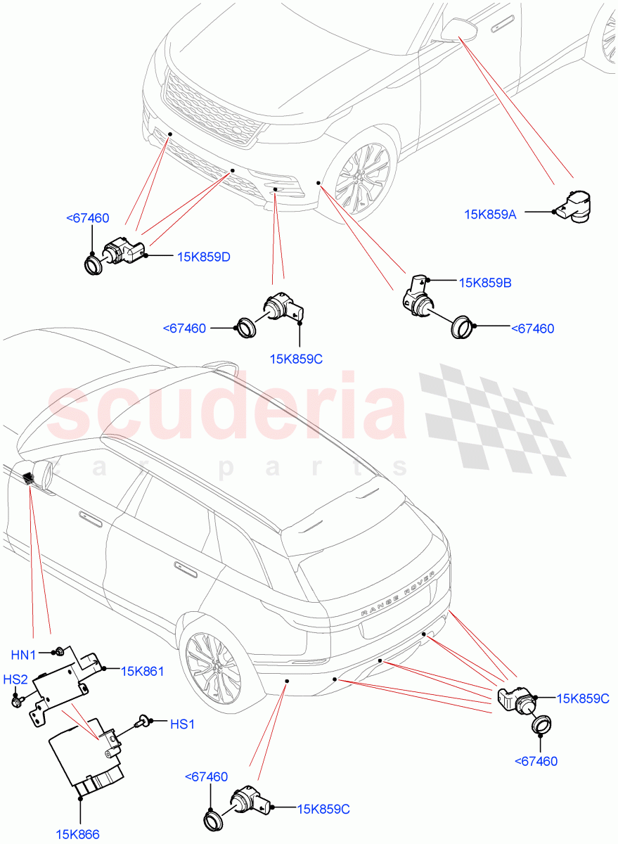 Parking Distance Control((V)TOLA999999) of Land Rover Land Rover Range Rover Velar (2017+) [3.0 I6 Turbo Diesel AJ20D6]