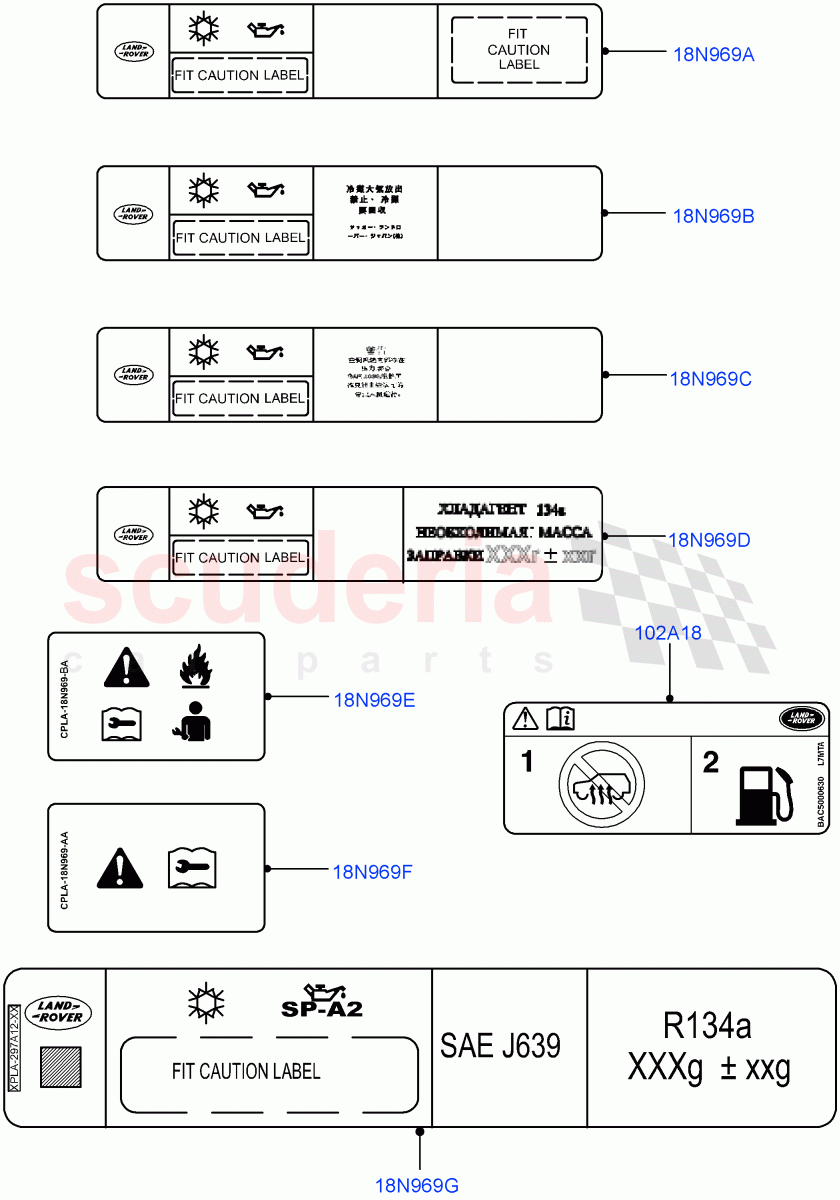 Labels(Air Conditioning) of Land Rover Land Rover Range Rover Sport (2014+) [3.0 Diesel 24V DOHC TC]