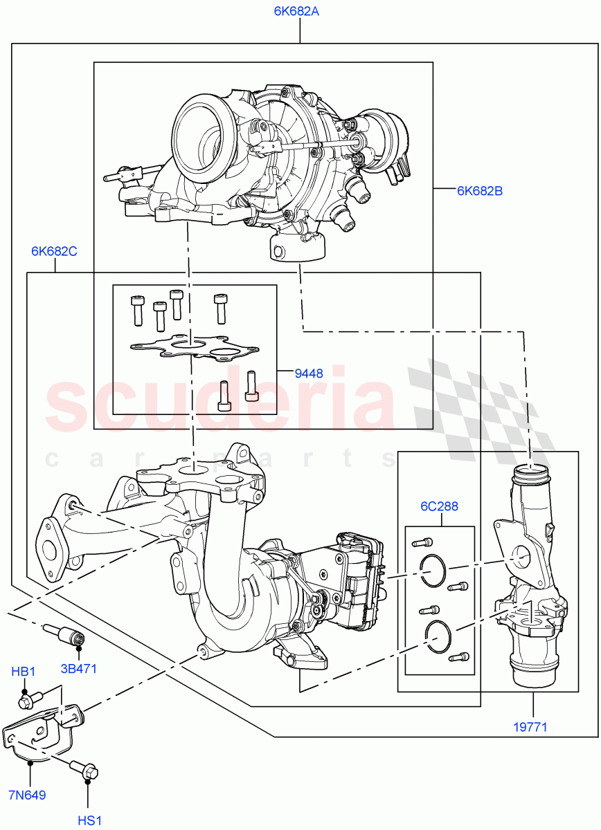 Turbocharger(Nitra Plant Build)(2.0L I4 DSL HIGH DOHC AJ200)((V)FROMK2000001) of Land Rover Land Rover Defender (2020+) [2.0 Turbo Diesel]