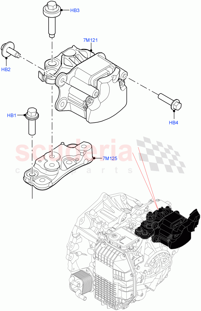 Transmission Mounting(1.5L AJ20P3 Petrol High,8 Speed Automatic Trans 8G30,Changsu (China),1.5L AJ20P3 Petrol High PHEV) of Land Rover Land Rover Range Rover Evoque (2019+) [2.0 Turbo Diesel]