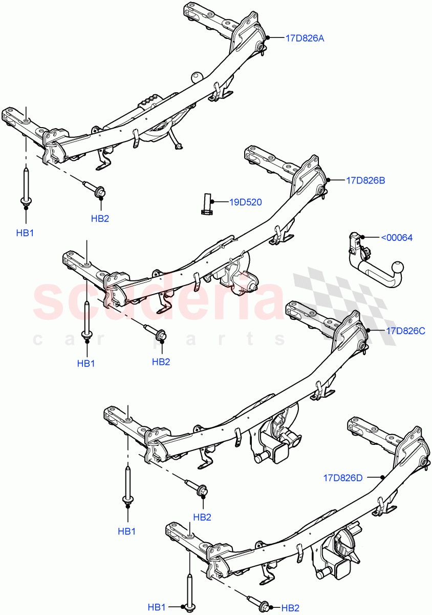 Tow Bar(Halewood (UK),Tow Hitch Elec Deployable Swan Neck,Tow Hitch Man Detachable Swan Neck,Tow Hitch Receiver 12 Pin Elec,Tow Hitch Receiver NAS)((V)FROMLH000001) of Land Rover Land Rover Discovery Sport (2015+) [1.5 I3 Turbo Petrol AJ20P3]