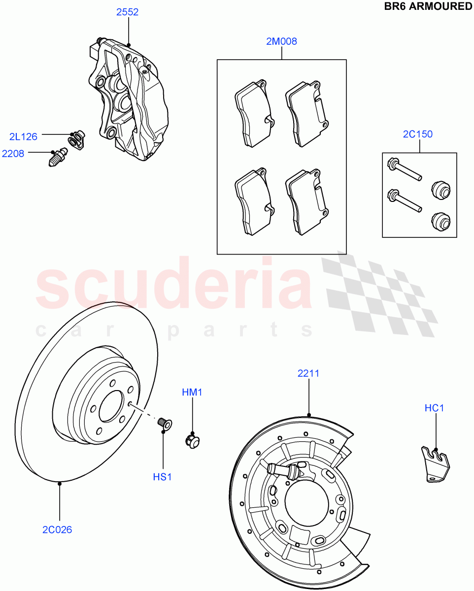 Rear Brake Discs And Calipers(With B6 Level Armouring)((V)FROMAA000001) of Land Rover Land Rover Discovery 4 (2010-2016) [4.0 Petrol V6]