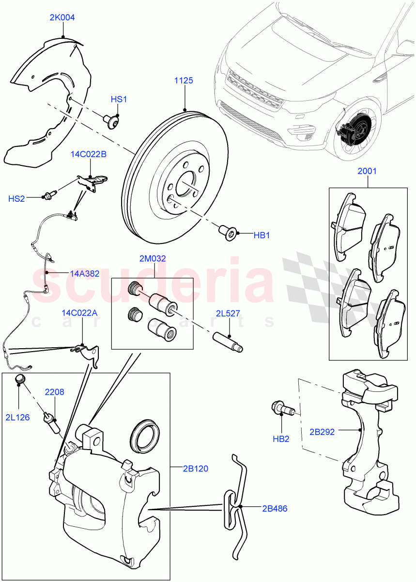 Front Brake Discs And Calipers(Itatiaia (Brazil),Front Disc And Caliper Size 17,Disc Brake Size Frt 17/RR 17)((V)FROMGT000001) of Land Rover Land Rover Discovery Sport (2015+) [1.5 I3 Turbo Petrol AJ20P3]
