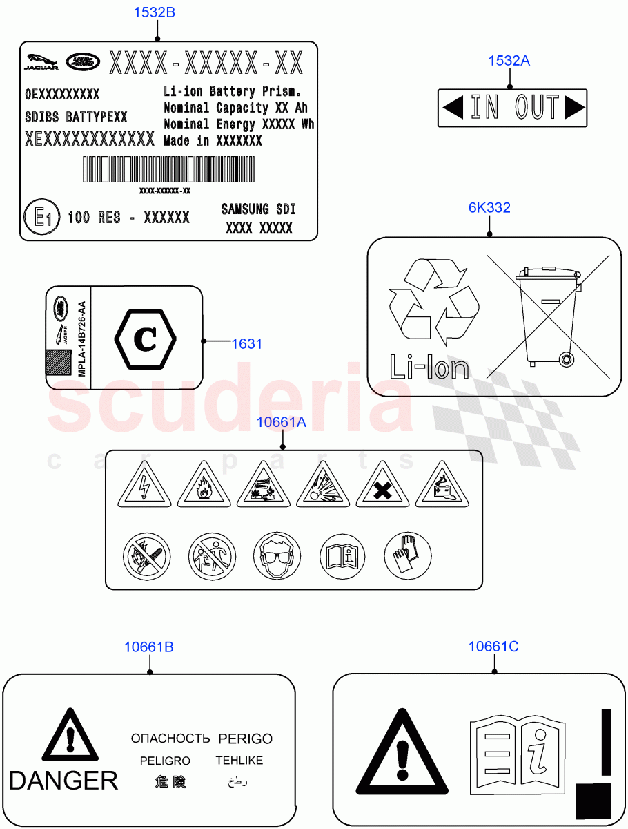 Labels(Traction Battery)(2.0L AJ200P Hi PHEV)((V)FROMJA000001) of Land Rover Land Rover Range Rover Sport (2014+) [2.0 Turbo Petrol GTDI]