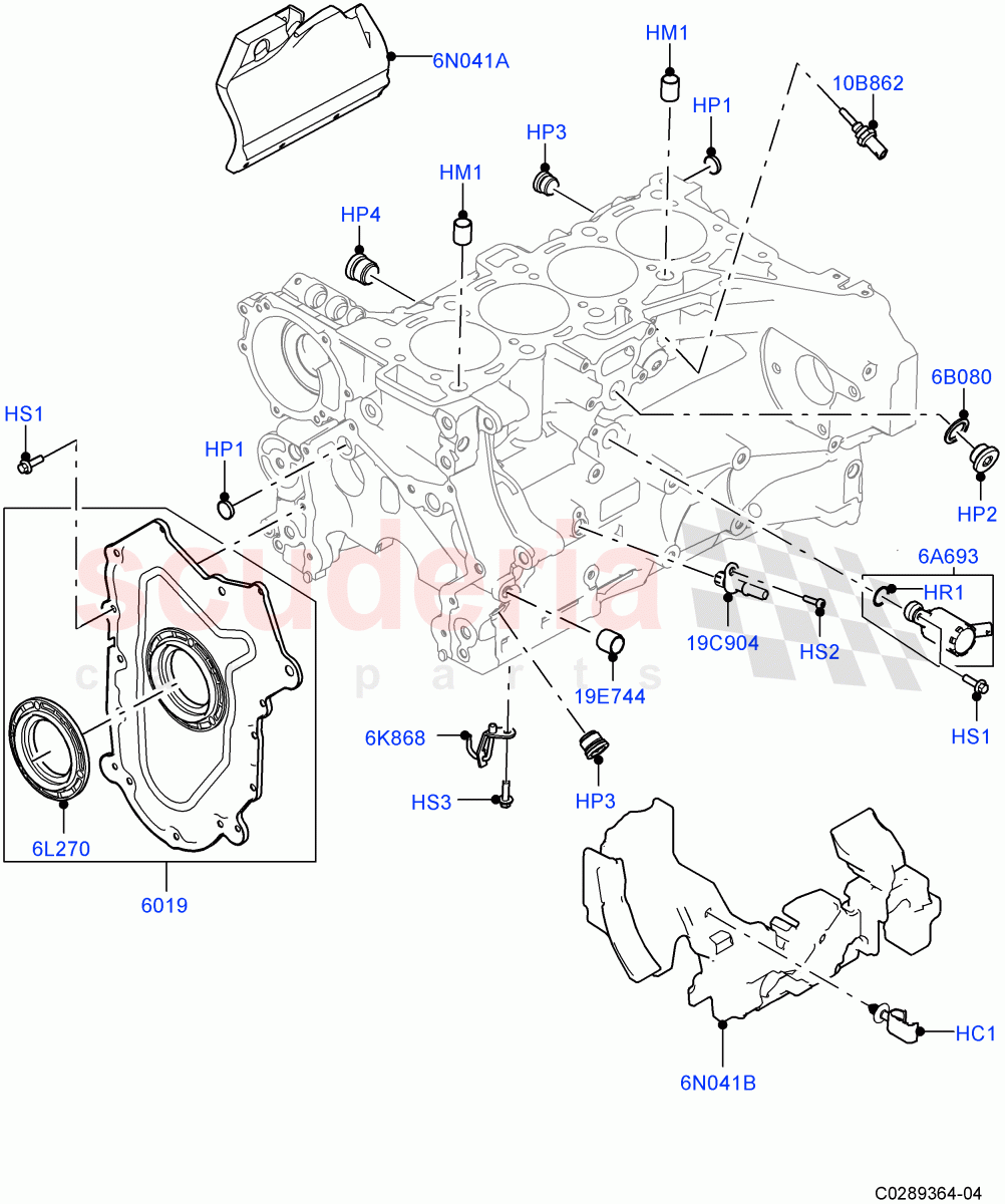 Cylinder Block And Plugs(Nitra Plant Build)(2.0L I4 DSL HIGH DOHC AJ200)((V)FROMK2000001) of Land Rover Land Rover Discovery 5 (2017+) [2.0 Turbo Diesel]
