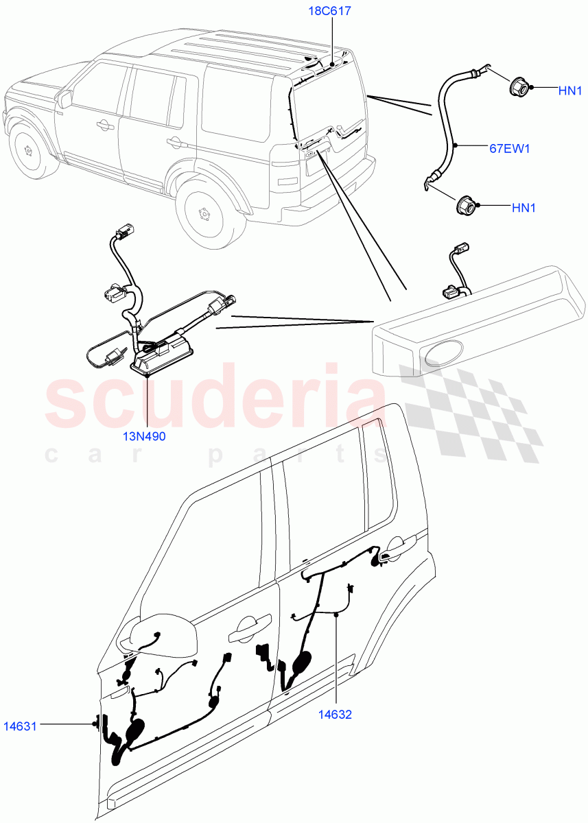 Electrical Wiring - Body And Rear(Front And Rear Doors)((V)FROMAA000001,(V)TOAA999999) of Land Rover Land Rover Discovery 4 (2010-2016) [5.0 OHC SGDI NA V8 Petrol]