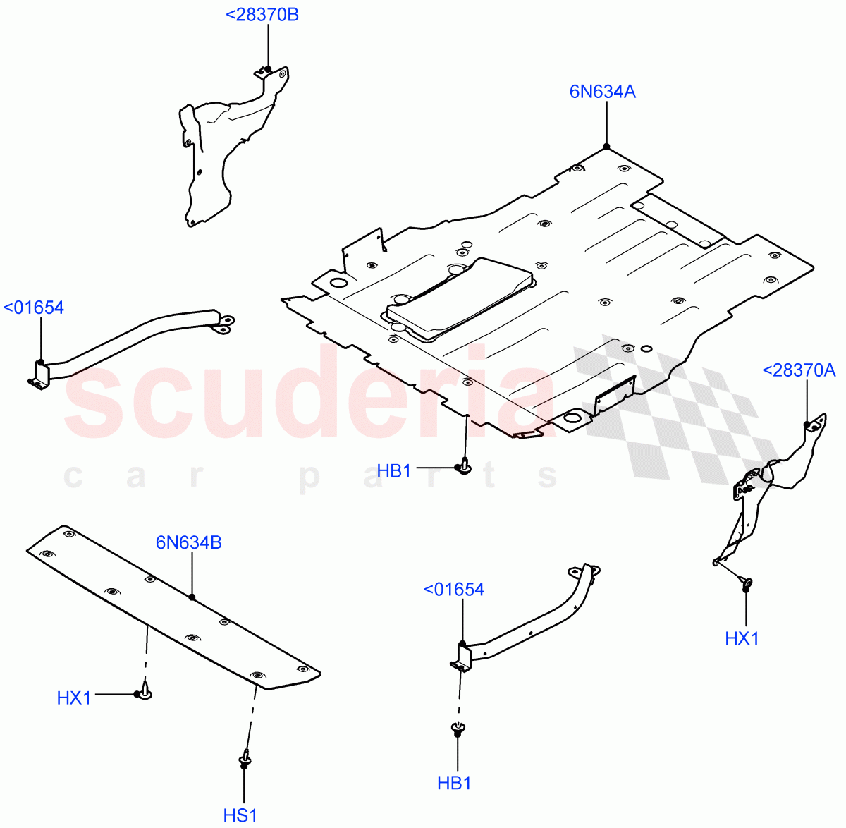 Splash And Heat Shields(Front Section)(Halewood (UK)) of Land Rover Land Rover Range Rover Evoque (2019+) [1.5 I3 Turbo Petrol AJ20P3]