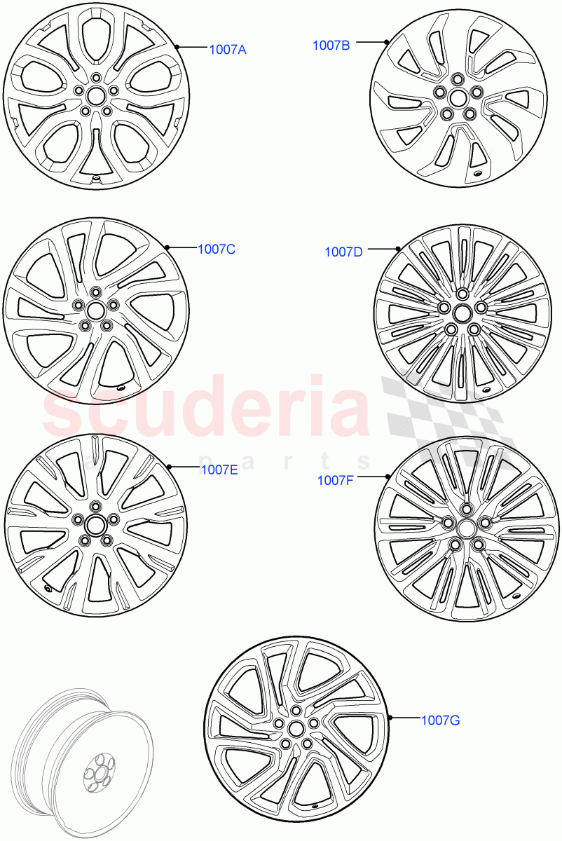 Wheels(Nitra Plant Build)((V)FROMK2000001,(V)TOL2999999) of Land Rover Land Rover Discovery 5 (2017+) [3.0 DOHC GDI SC V6 Petrol]