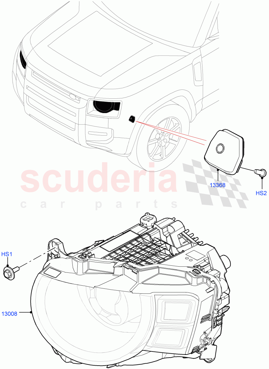 Headlamps And Front Flasher Lamps of Land Rover Land Rover Defender (2020+) [5.0 OHC SGDI SC V8 Petrol]