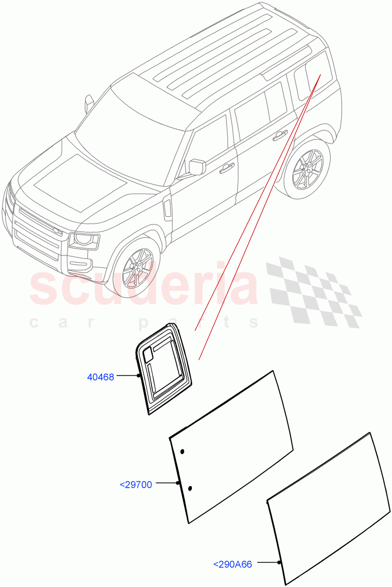 Quarter Windows(Commercial)(Standard Wheelbase,Version - Commercial)((V)FROMM2000001) of Land Rover Land Rover Defender (2020+) [3.0 I6 Turbo Diesel AJ20D6]