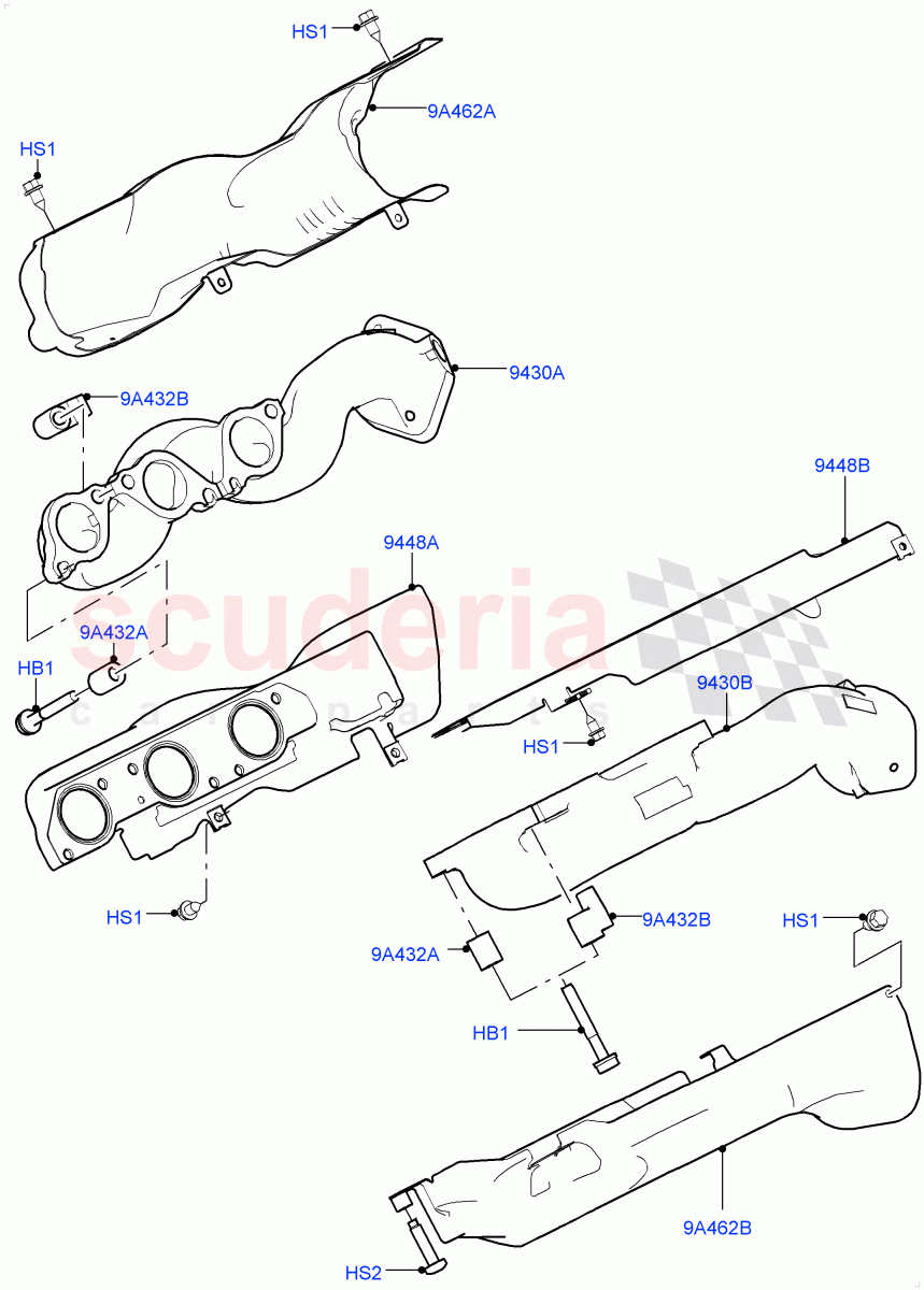 Exhaust Manifold(3.0L DOHC GDI SC V6 PETROL)((V)FROMEA000001) of Land Rover Land Rover Discovery 4 (2010-2016) [3.0 DOHC GDI SC V6 Petrol]