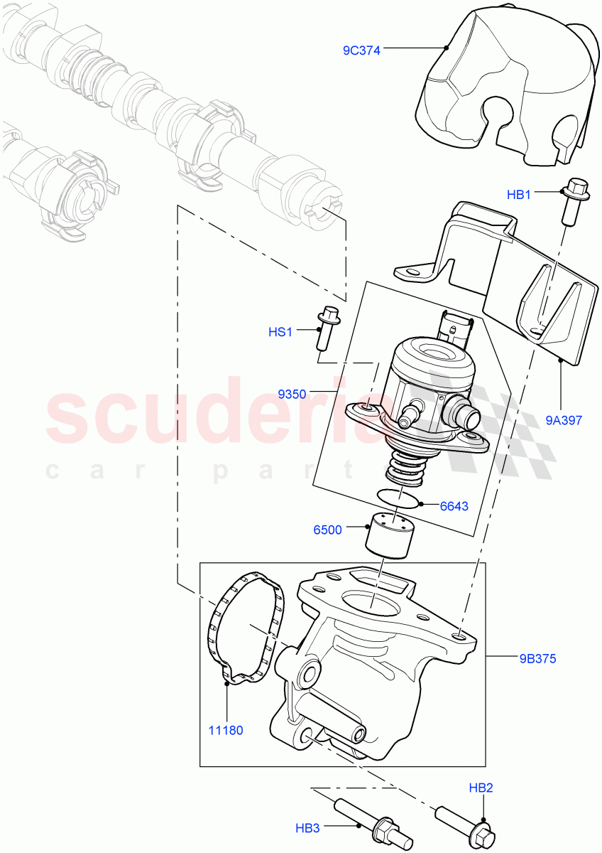 Fuel Injection Pump-Engine Mounted(From Engine Serial Number - 071111153004)(2.0L 16V TIVCT T/C Gen2 Petrol,Halewood (UK),2.0L 16V TIVCT T/C 240PS Petrol) of Land Rover Land Rover Range Rover Evoque (2012-2018) [2.0 Turbo Petrol GTDI]