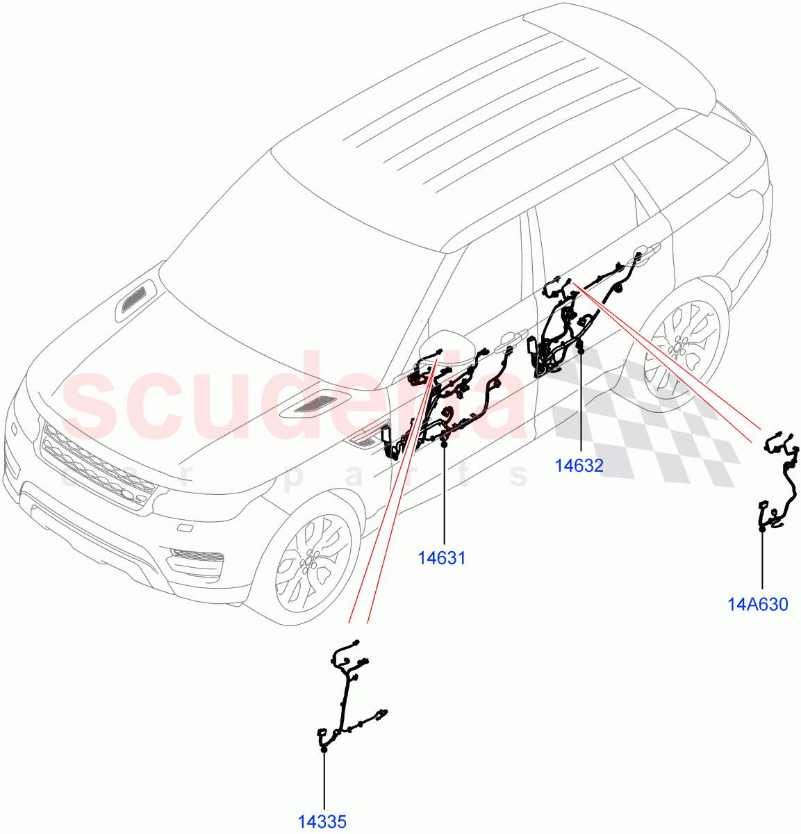 Electrical Wiring - Body And Rear(Front And Rear Doors)((V)FROMHA000001,(V)TOHA999999) of Land Rover Land Rover Range Rover Sport (2014+) [3.0 I6 Turbo Petrol AJ20P6]